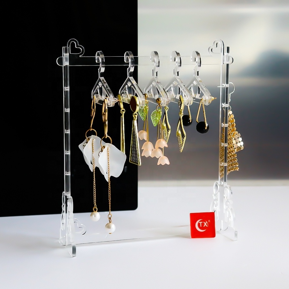 Earring Hanger Displays with 8 Mini Hangers Acrylic Earring Holder Miniature Clothing Rack Earring Organizer for Birthday Gifts