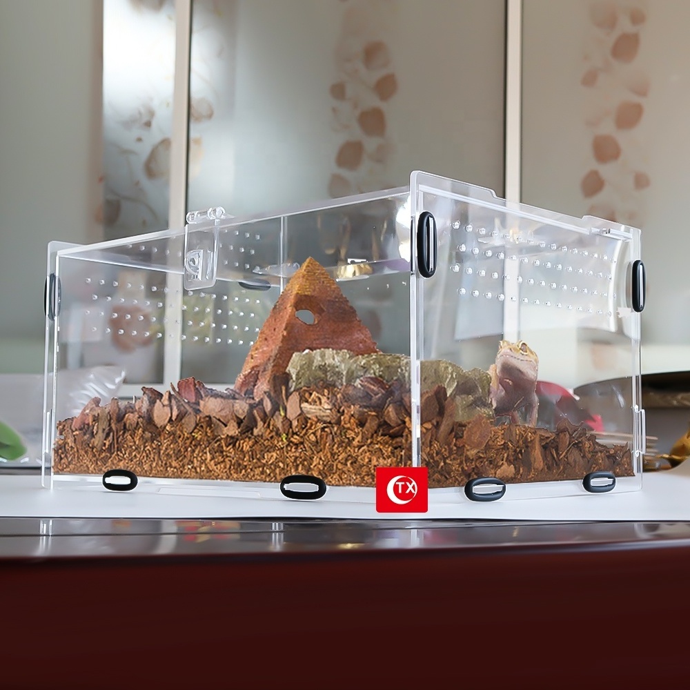 TX Animals Insects Feeding Box Habitat Terrariums Tarantula Enclosure Terrarium Reptile For Small Animals Insect Home Office