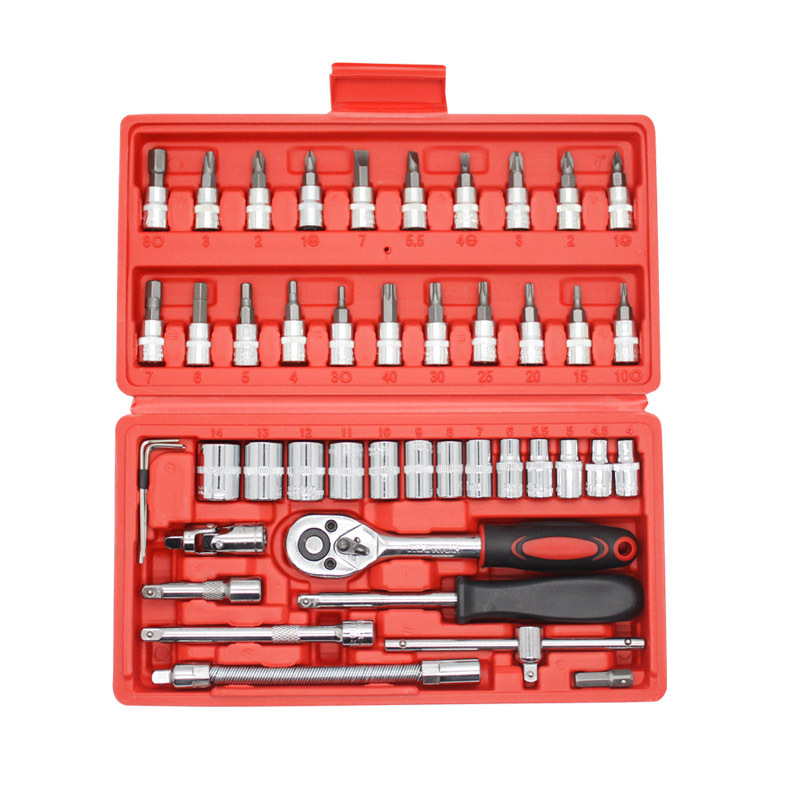 46 pcs Socket Set Ratchet Wrench Bits Auto Repair Tool Box For Cars Motorcycles Mechanic Socket Wrench Tool Set