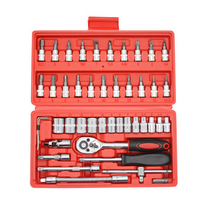 46 pcs Socket Set Ratchet Wrench Bits Auto Repair Tool Box For Cars Motorcycles Mechanic Socket Wrench Tool Set