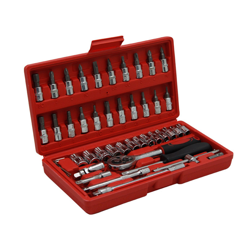 46 pcs Socket Set Ratchet Wrench Bits Auto Repair Tool Box For Cars Motorcycles Mechanic Socket Wrench Tool Set