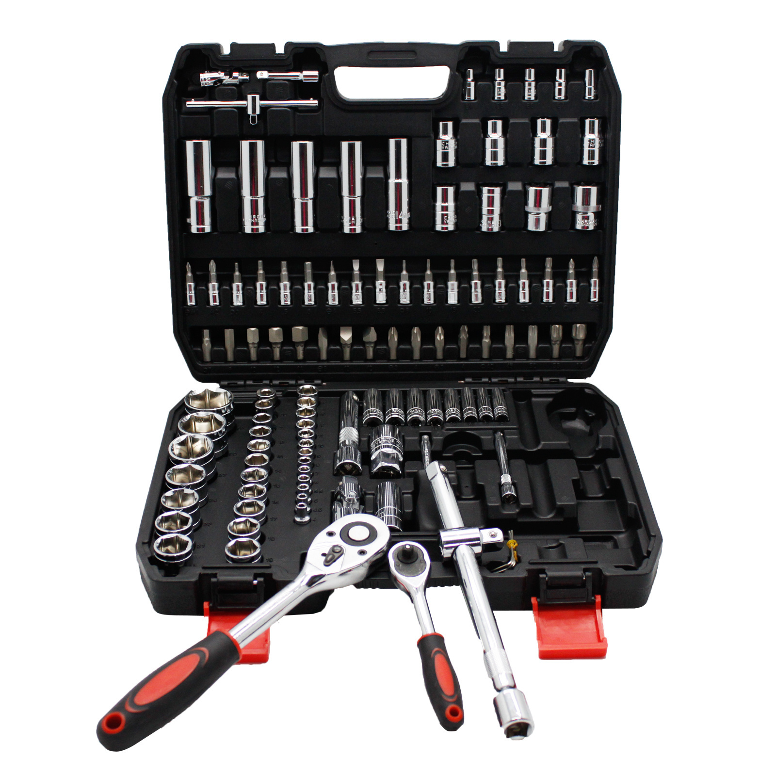 108pcs Mirror Socket Wrench Repair Kit Car Repair Tool And Ratchet Hand Tools Drive Hex 108Pcs Wrench Socket Set