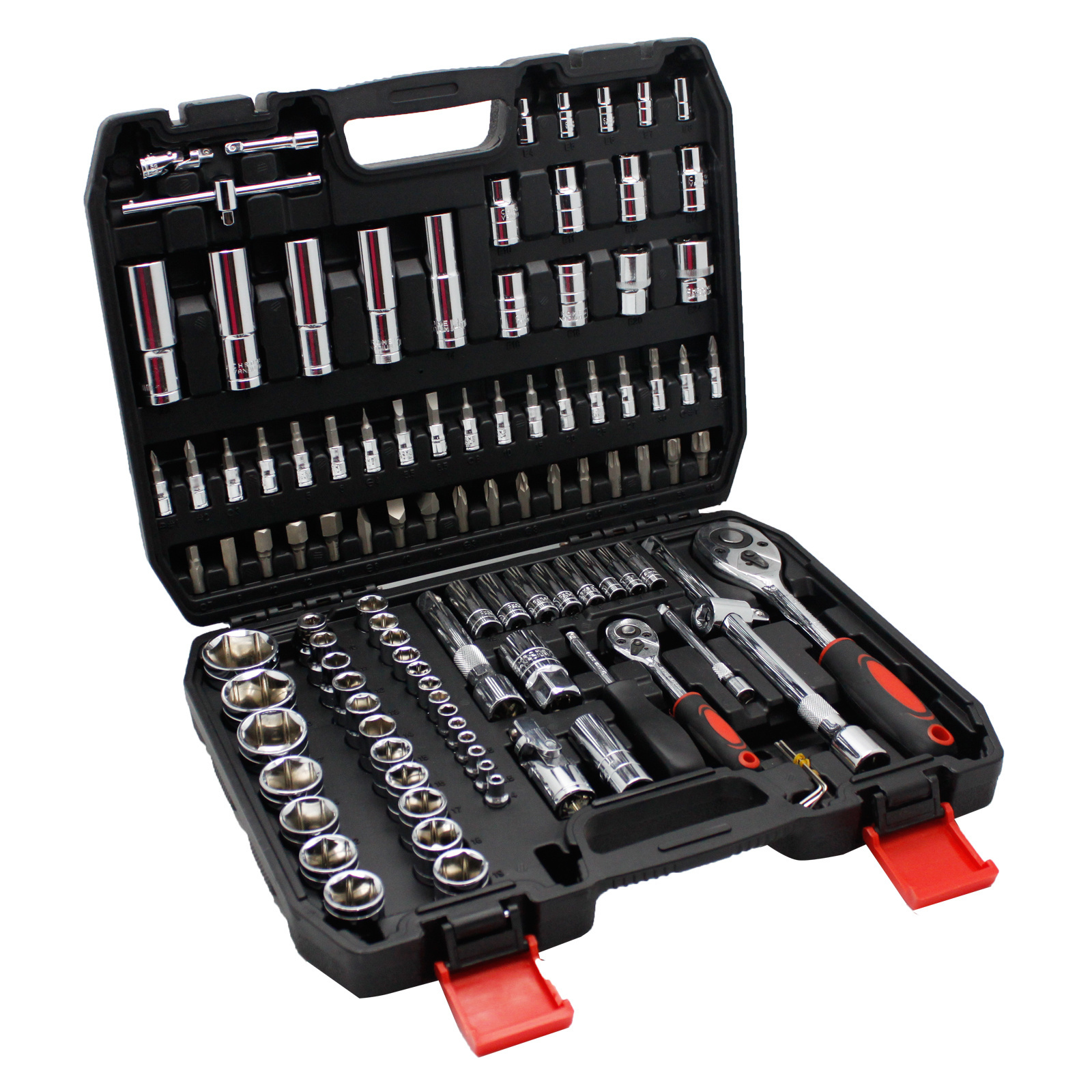 108pcs Mirror Socket Wrench Repair Kit Car Repair Tool And Ratchet Hand Tools Drive Hex 108Pcs Wrench Socket Set