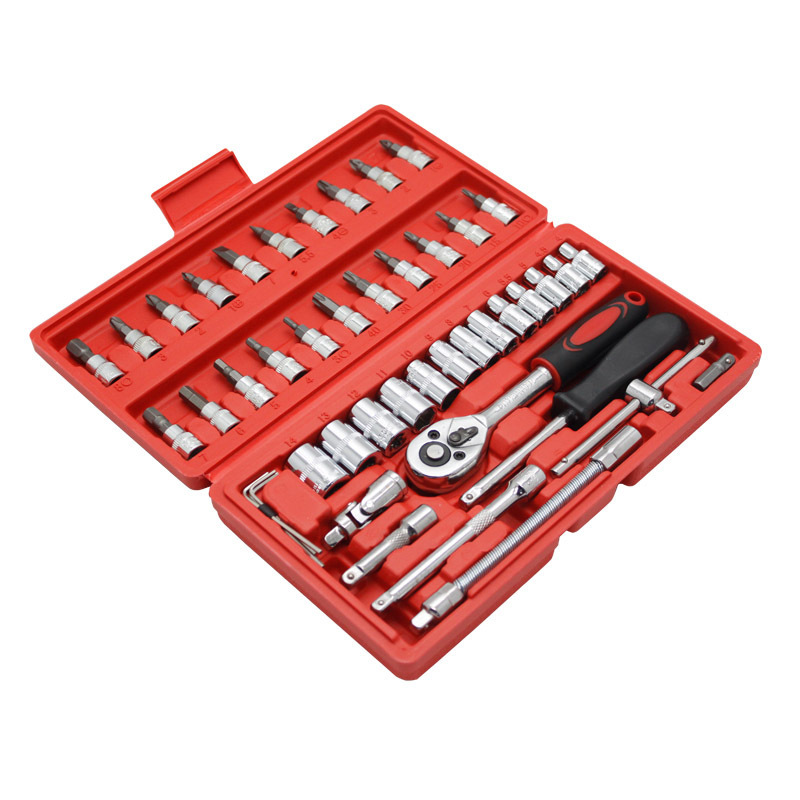 46 pcs Socket Set Ratchet Wrench Bits Auto Repair Tool Box For Cars Motorcycles Mechanic Socket Wrench Tool Set