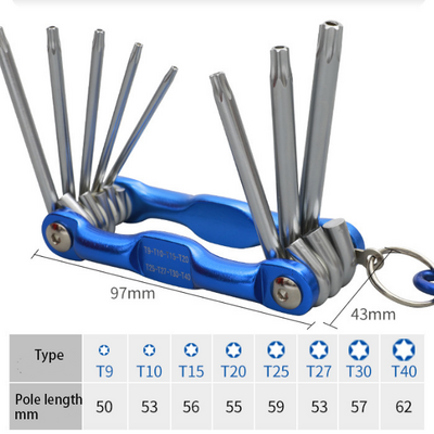 universal high quality multi hexagonal  combination custom  Wrench  8in1 Folding tool torx  allen hex key wrench Set