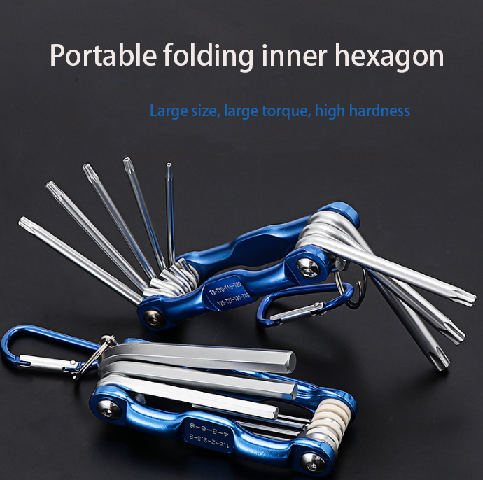 universal high quality multi hexagonal  combination custom  Wrench  8in1 Folding tool torx  allen hex key wrench Set