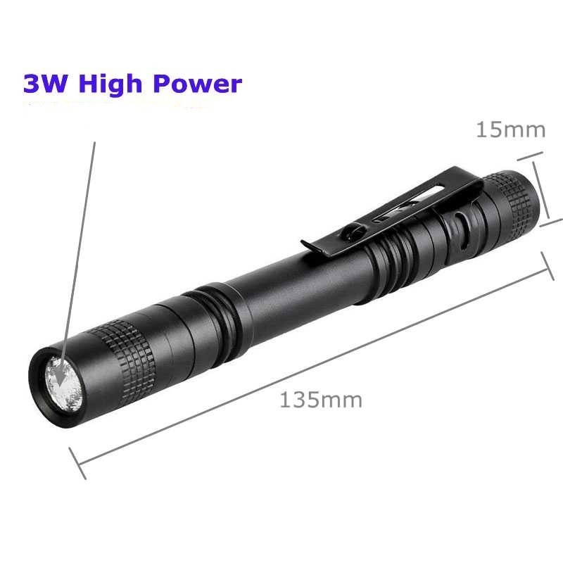 Super Bright 3W Led Pen Light High Power Led Penlight Pocket With Clip Waterproof Portable Pen Torch Light