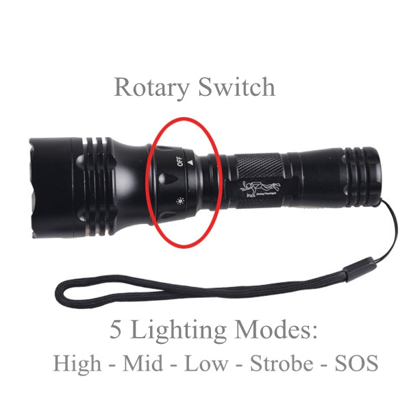 Powerful LED Under Water Flashlight XM-L2 LED Super Bright Waterproof IPx8 Portable Diving Light