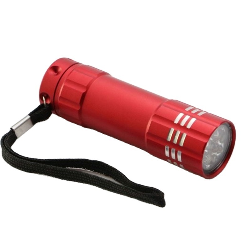 Portable Mini 9 LED Flashlight Small Bright Light Aluminum Alloy Flashlight with AAA Battery for Gift