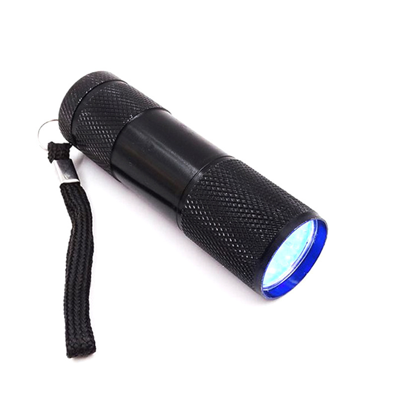 Oem Factory Portable Ultraviolet Torch Light Blue Light 405Nm 450Nm 395Nm 9 LED UV Flashlight