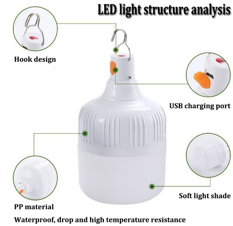 Outdoor Camping Emergency Light 20W 40W Rechargeable E27 Solar Powered Led Bulb