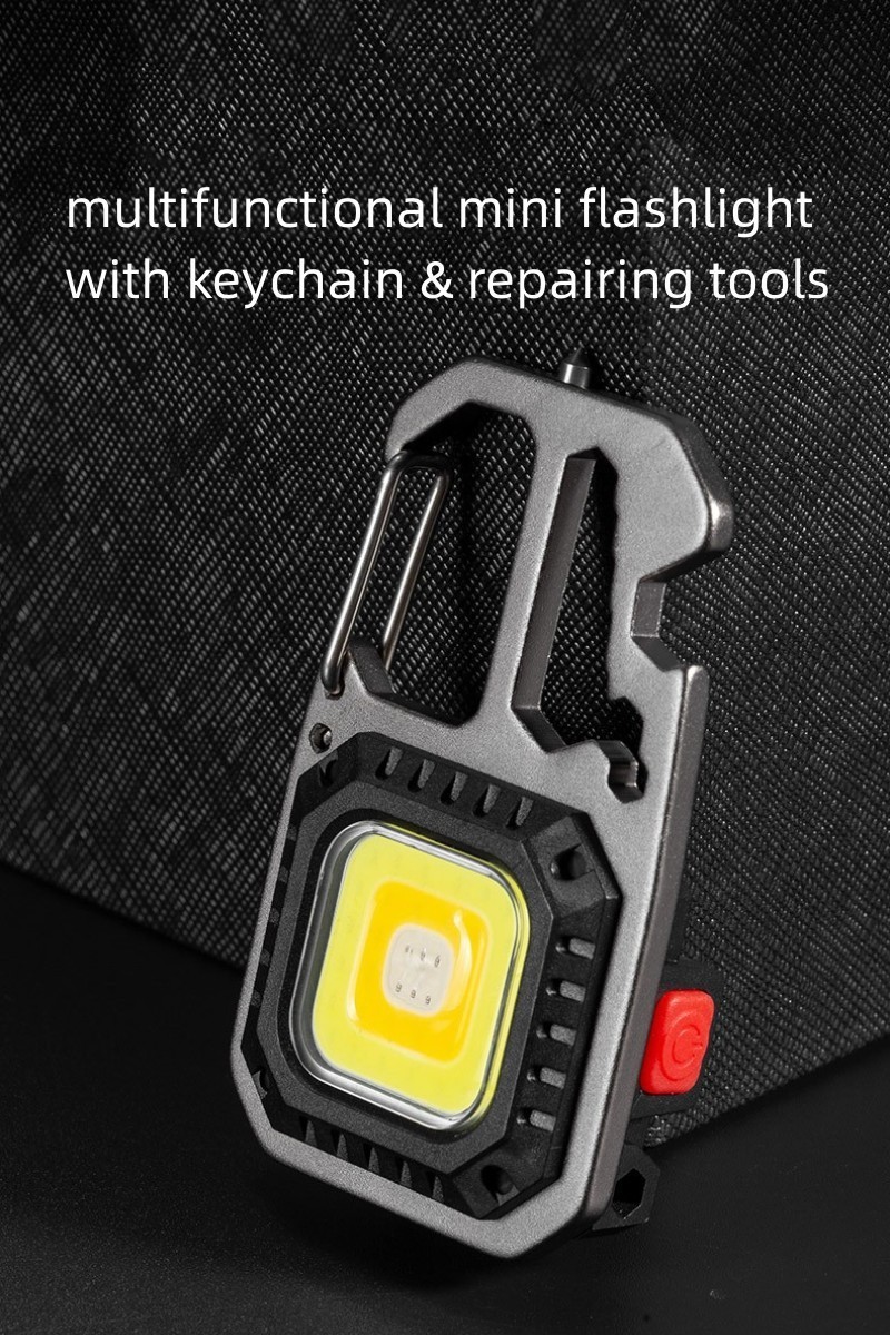 8 Modes Bright LED Pocket Work Light Portable USB rechargeable cob torch Magnet mini keychain flashlight with Repairing Tools