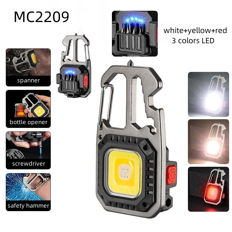 8 Modes Bright LED Pocket Work Light Portable USB rechargeable cob torch Magnet mini keychain flashlight with Repairing Tools