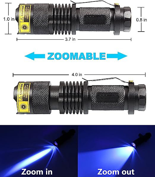 2 Pack UV Flashlight 365nm Mini Money Detector Purple Light LED Black Light Pocket Ultraviolet Torch Mini Led