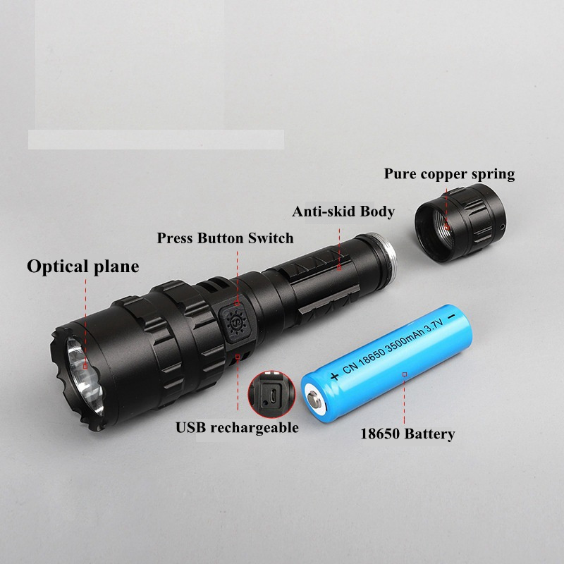 P50 1000 Lumens 5 Modes USB Rechargeable outdoor 26650 EDC Work Lamp Waterproof LED Flashlight