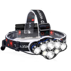 High Lumens Eight LED Headlamp Flashlight High Lumen USB Rechargeable Headlight Waterproof Work Light