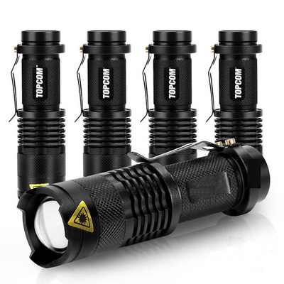 Mini Led Flashlight Torch Adjustable Focus SK68 Zoom Light Lamp Pocket Flashlight