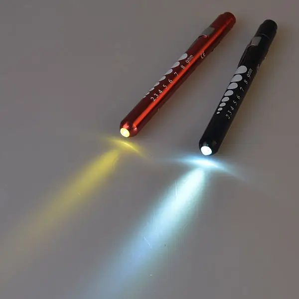 Doctor Nurse Aluminum Alloy Penlight Lightweight Pupil Gauge Medical LED Pen Light Torch White Or Yellow Light Flashlight