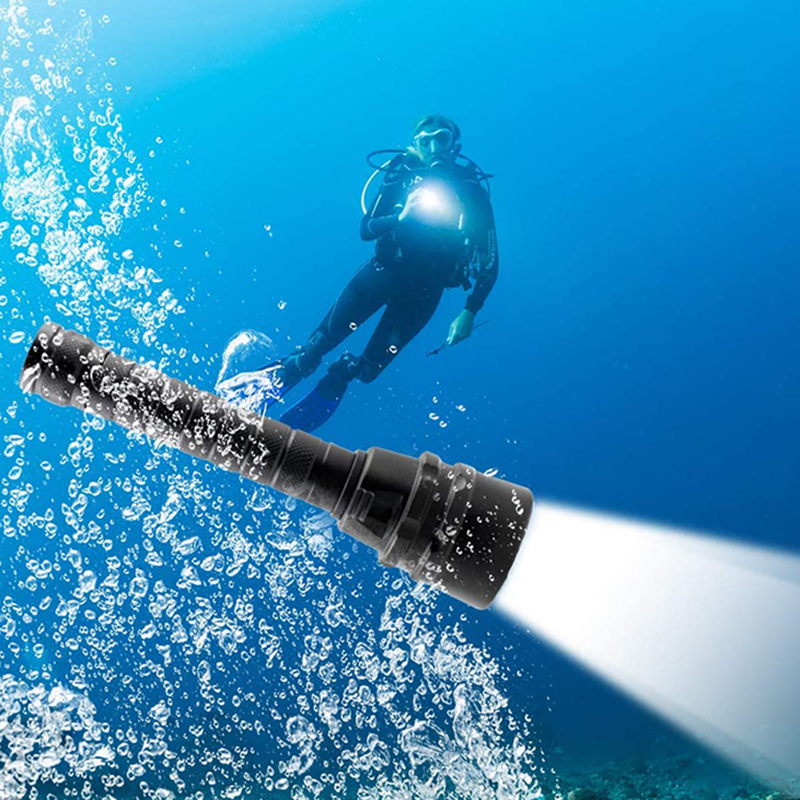 Super Bright Underwater Waterproof Diving Flashlight For Scuba Diving Night Snorkeling With 18650 Battery