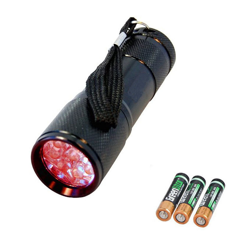 9 LED Red Light Flashlight Portable Mini 625nm Red Light Torch for Vein Finder Hunting Night Vision