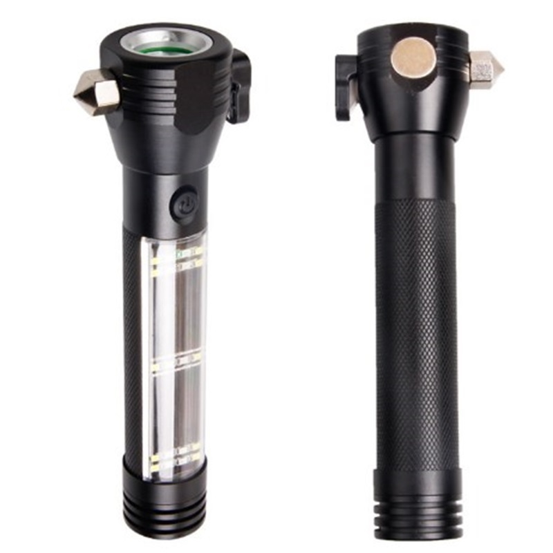 Multi Function USB Rechargeable High Lumens Security Flashlight Solar Powered Magnetic/Warning Flashlight