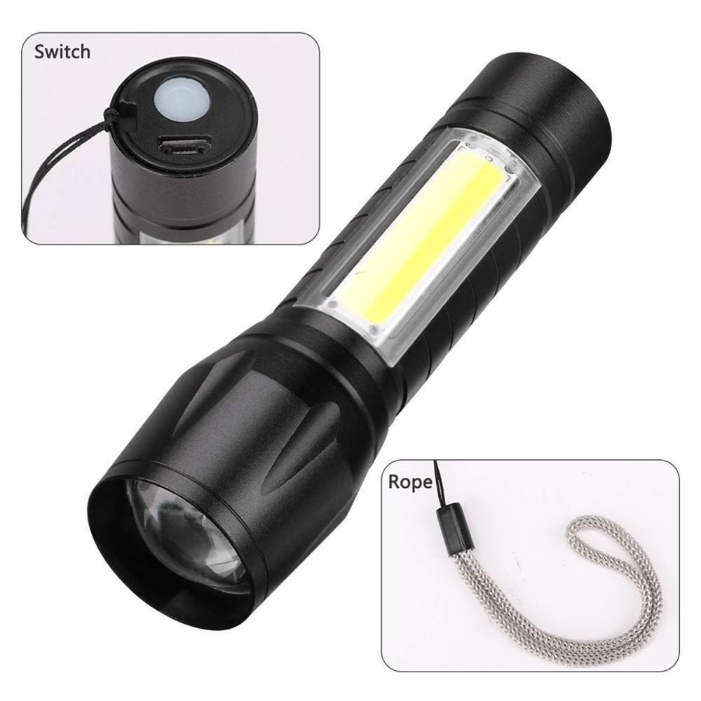 Promotional Portable Torch light XPE COB Ultra Bright USB Rechargeable Mini Torch LED Flashlight