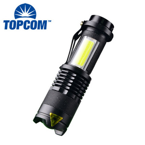 New Max Bright SK68 COB Zoom Dimmer Flashlight XPE 800lm 10W Portable Mini Flat COB LED Flashlight