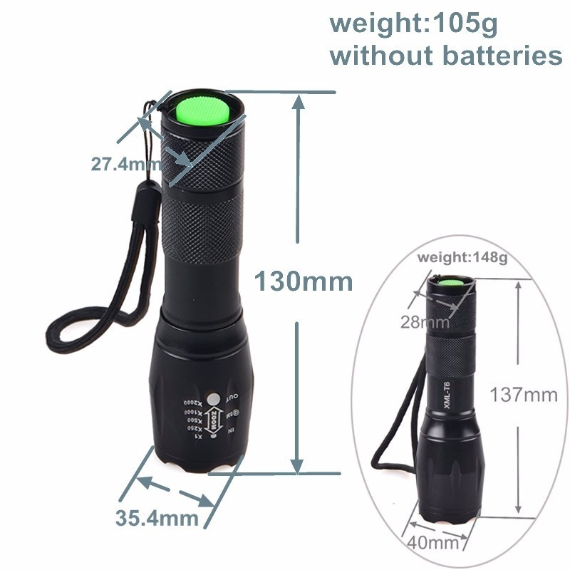 Outdoor 1000 Lumen Zoomable Flash Light G700 Tactical XML T6 LED Rechargeable Flashlight