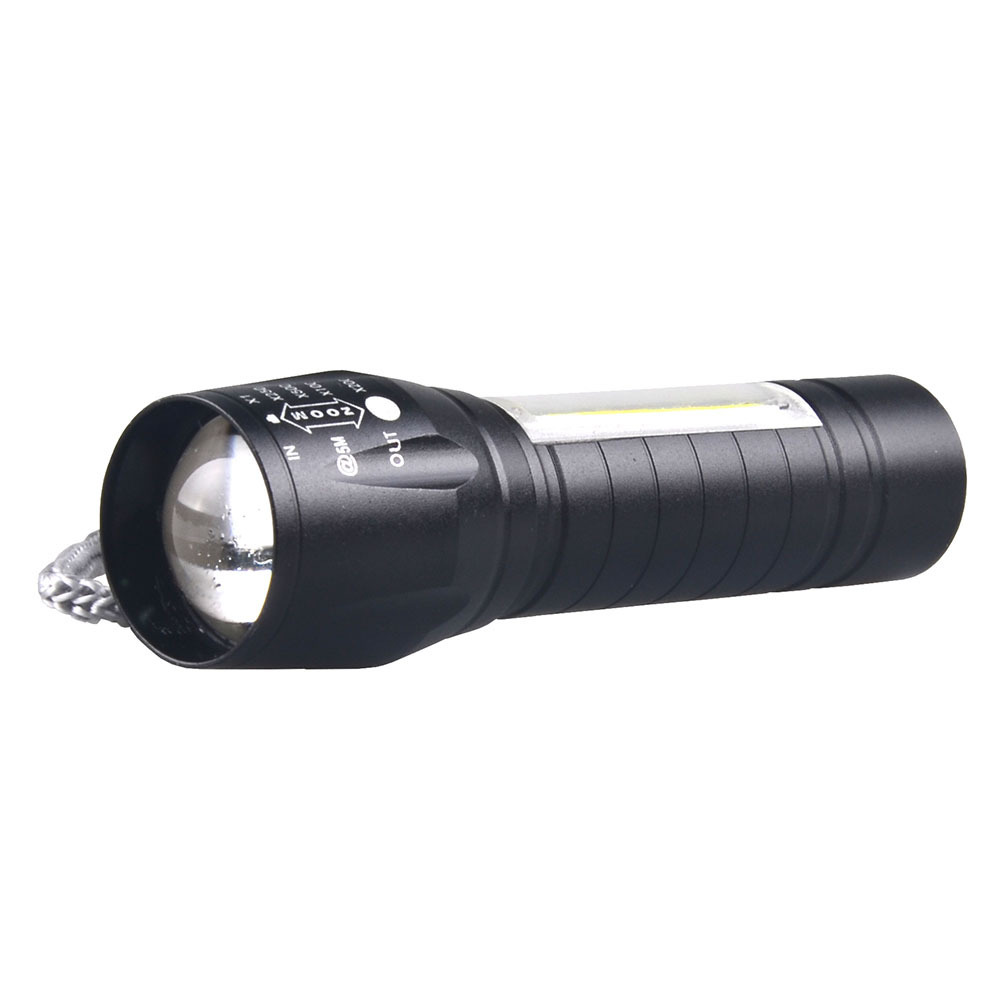 Micro USB LED Flashlight Promotion Mini Zoomable LED Torch LED Flashlight with COB Side Light