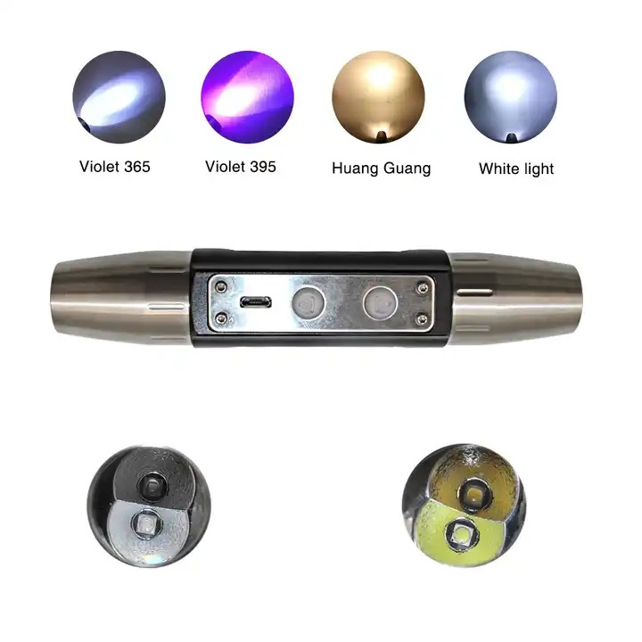 Multi Function 4 LED nature jewelry gemstone detector machine torch light UV 365NM 395NM Flashlight