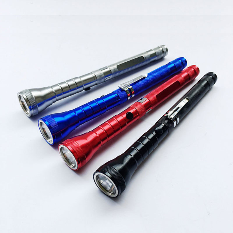 COB LED Torch Light Pick-up Tool AA Battery Telescopic Extended Magnetic Flashlight with Magnet