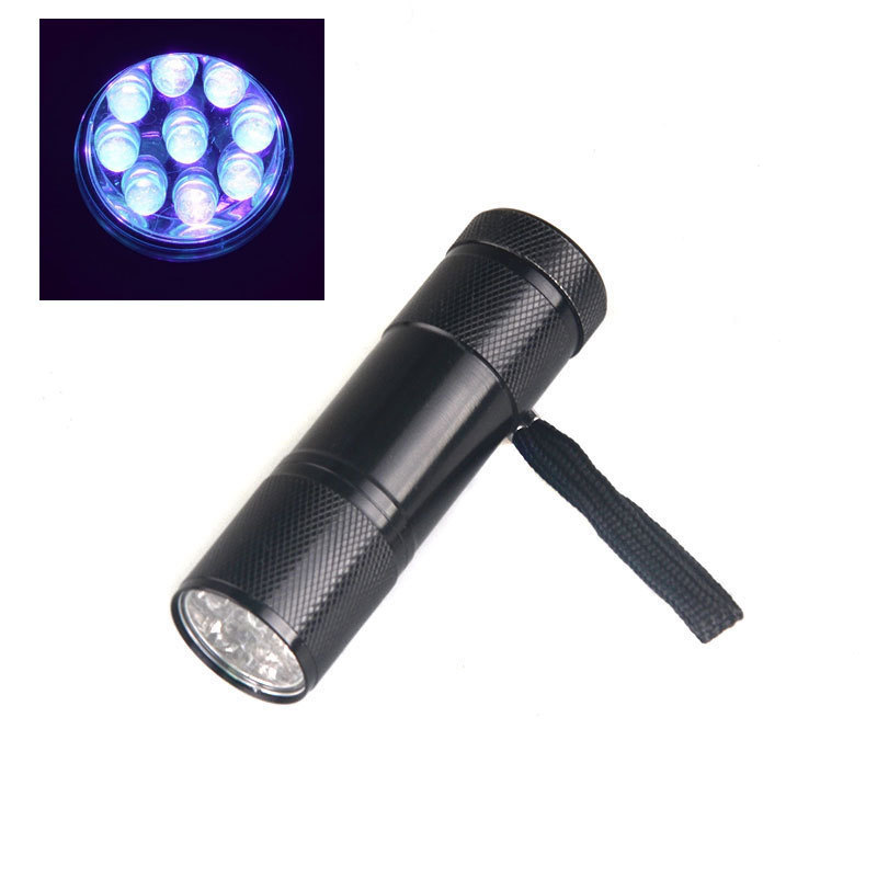 Portable UV Flashlight 395nm 9 LED Powerful Ultraviolet Light UV Flashlight Invisible Ore Pet Stain Marker Scorpion light