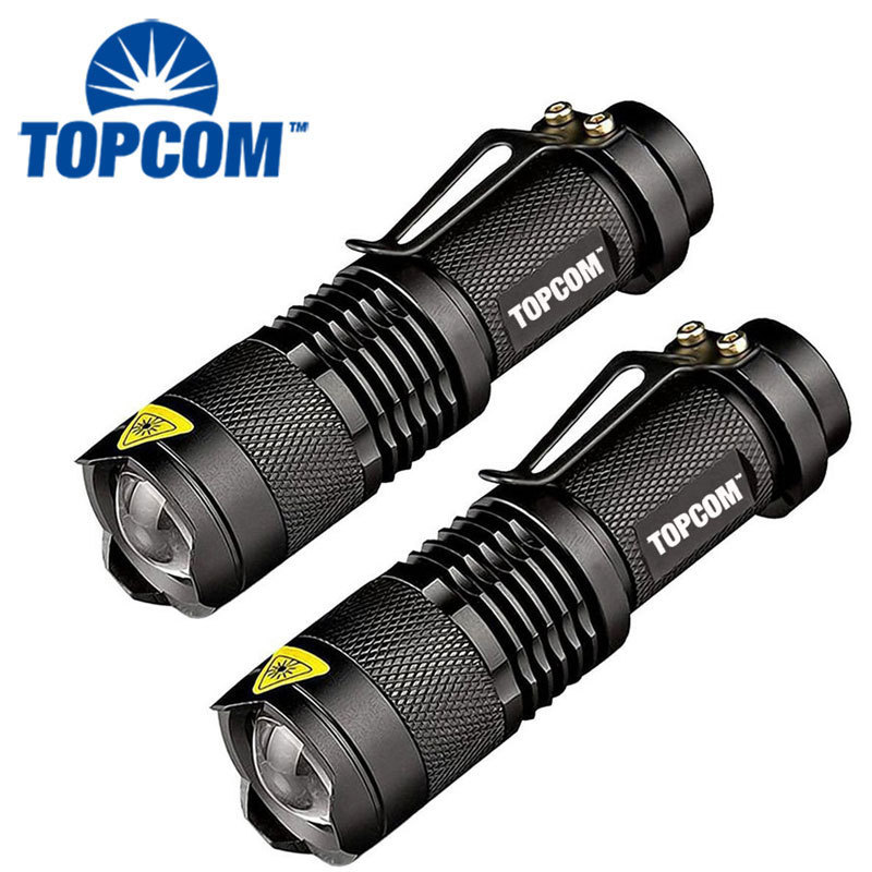 Mini Led Flashlight Torch Adjustable Focus SK68 Zoom Light Lamp Pocket Flashlight