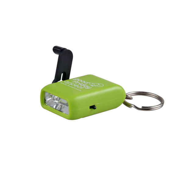 Mini hand crank dynamo led keychain light