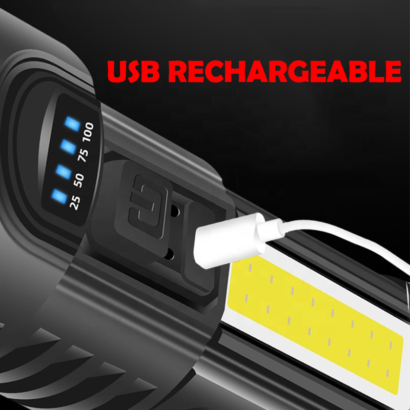 Super Bright Outdoor Led Portable Flashlight Long-Range Usb Rechargeable Small Lamp Tactical Light Household Light