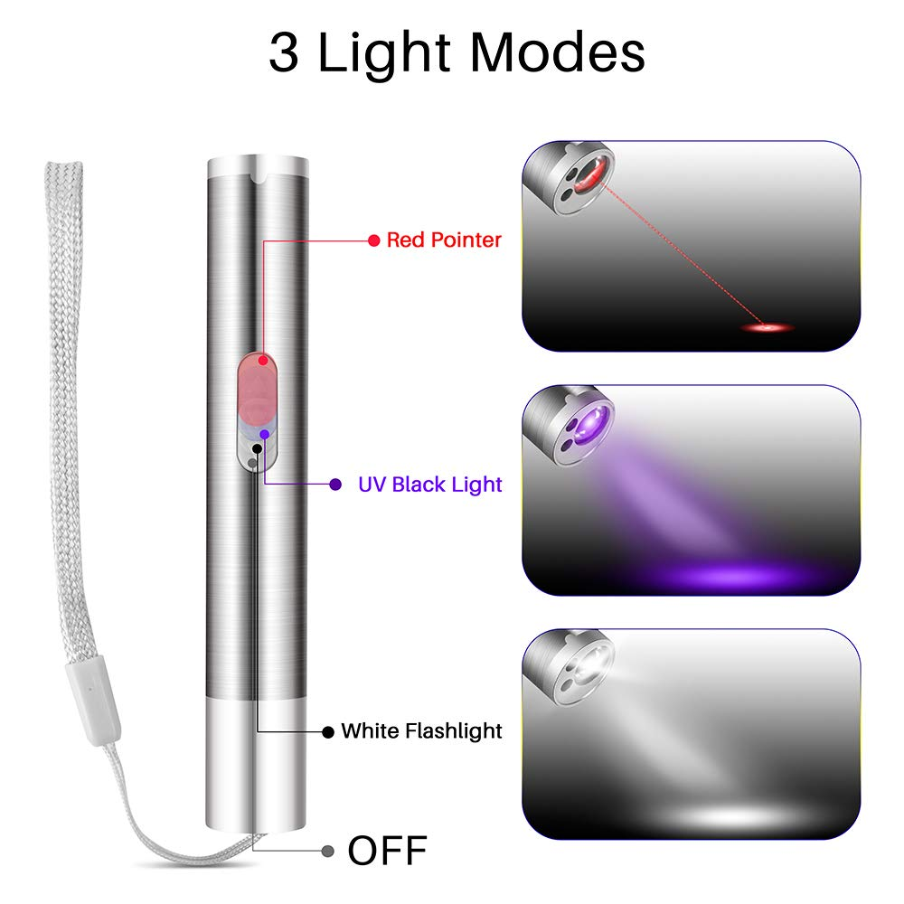 USB Charging LED Penlight White/UV/Red Light Source Medical Flashlight Pen With Light