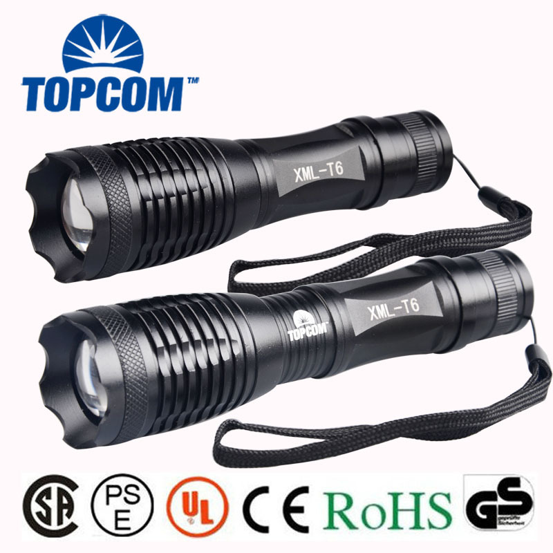 Bright Rechargeable Portable Zoom T6 LED 1000 lumen Tactical Flashlight