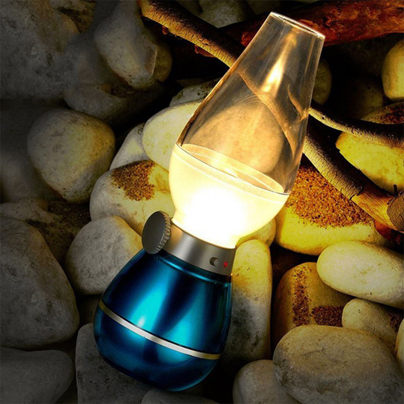 Online Best Service Retro Kerosene Oil Table Lamp Camping Lantern With Candle Flickering Effect