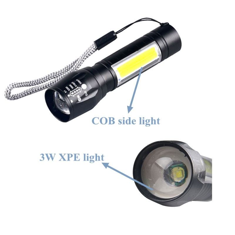 USB Rechargeable Mini COB Flashlight Zoom Portable Promotion Rechargeable Mini LED Torch Flashlight