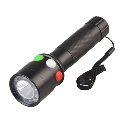 White Red Green Color Warning LED Torch High Power Railway Signal Rechargeable Flashlight