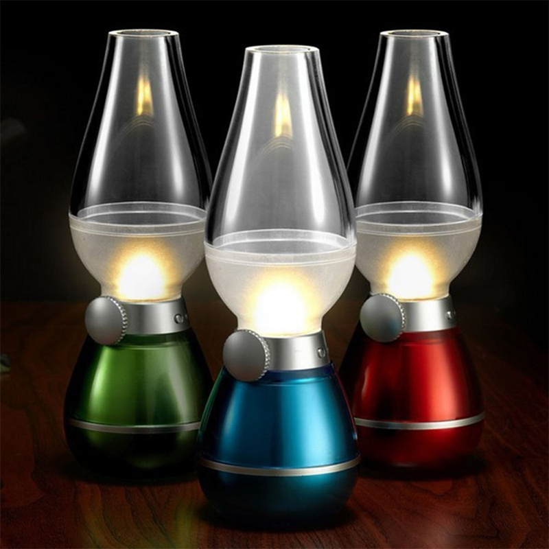 Online Best Service Retro Kerosene Oil Table Lamp Camping Lantern With Candle Flickering Effect