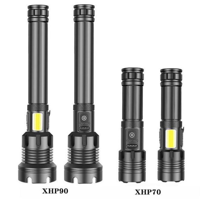 USB Rechargeable XHP 90 LED Flashlight 18650 Or 26650 Battery Zoom Aluminum Tactical Torch light