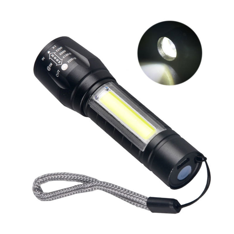 Mini LED Flashlight Rechargeable Desk Lamp Zoom LED Micro USB Flashlight with USB Charging Port