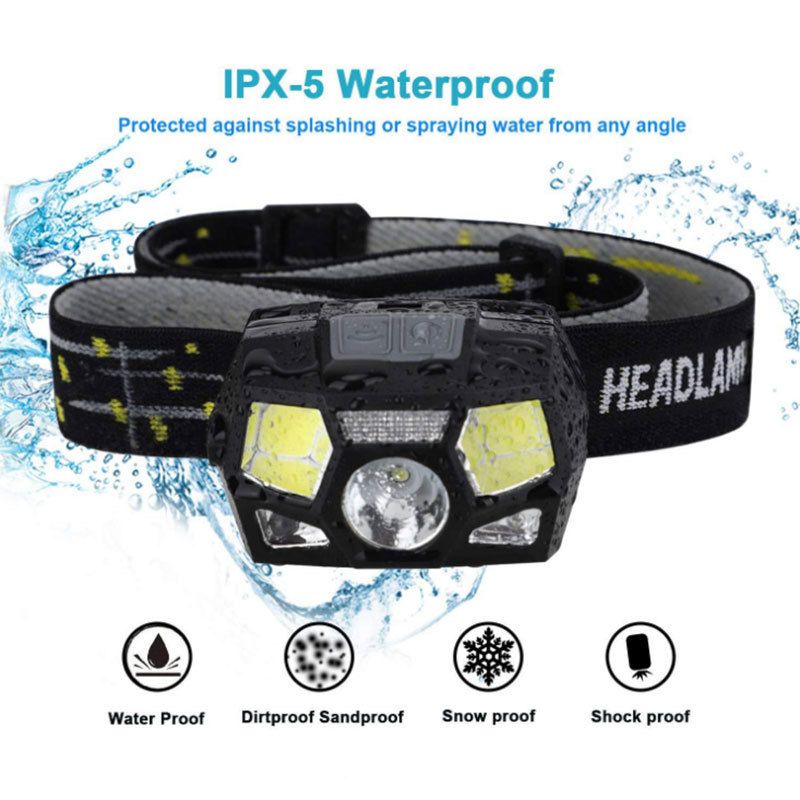 adventure rechargeable led camping headlamp motion sensor head lamp with red lights