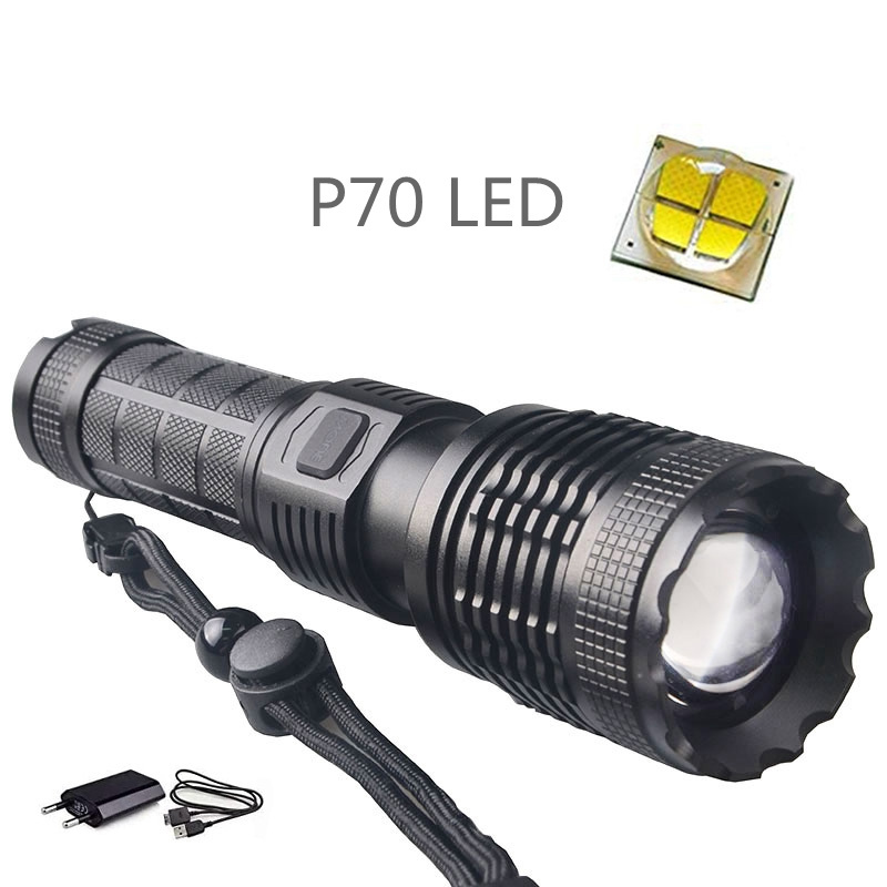 Outdoor 18650 Battery High Lumens USB Pocket XLM P70 LED Flashlights 5000 Lumen