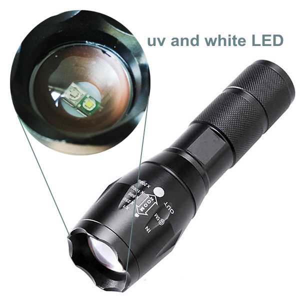 White and UV 395nm Dual Light Source Purple Light High Power UV Led Flashlight for Scorpions