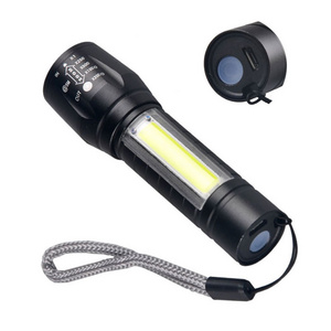 Ultra Bright Promotion USB Rechargeable portable COB zoom led mini flashlight with cob sidelight