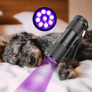 Mini 9 LED Purple Light UV LED Flashlight Dog With Aluminum Pocket LED UV Torch Light 395nm