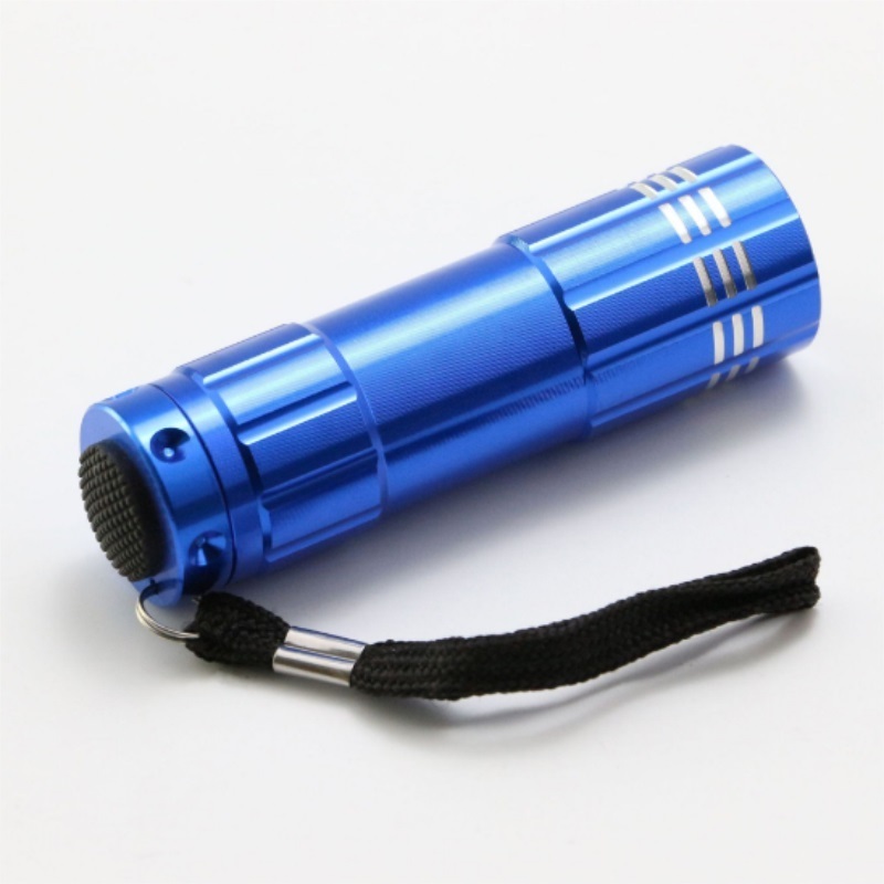 Portable Mini 9 LED Flashlight Small Bright Light Aluminum Alloy Flashlight with AAA Battery for Gift