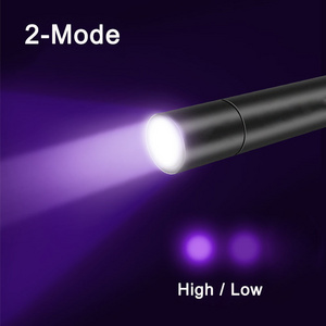 Black Filter Lens UV Flashlight USB Rechargeable UV Torch 3W Ultraviolet 365nm LED Blacklight For Money Jade Detect